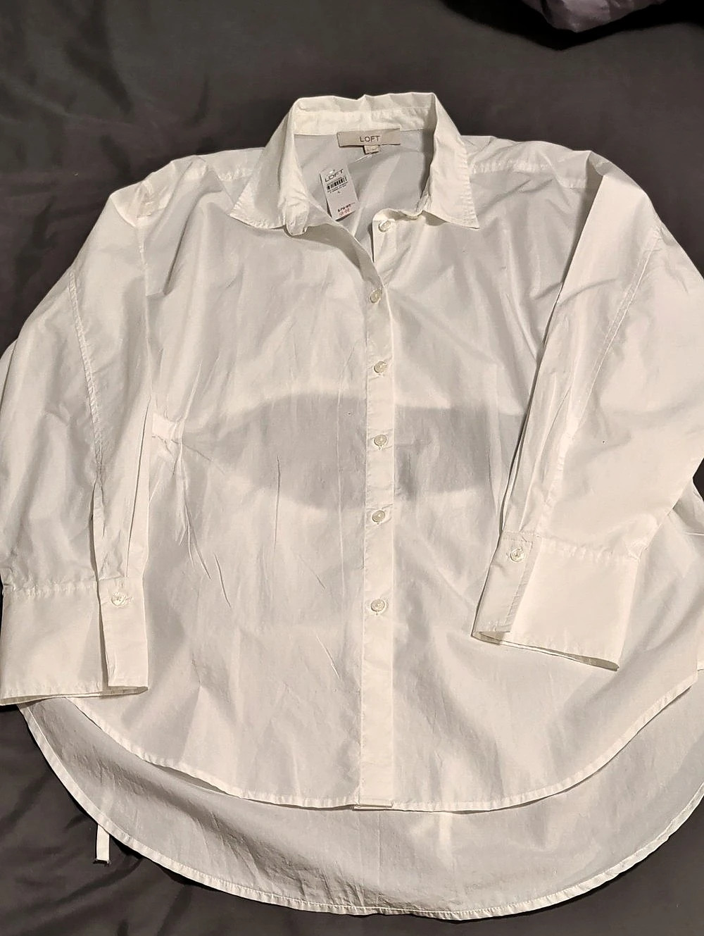 NEW! LOFT Poplin Button Down Shirt White With Cutout Back